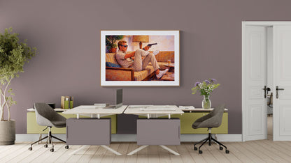 The Man in Sunglasses Mid-Century Matte Paper Poster - Film Noir Style