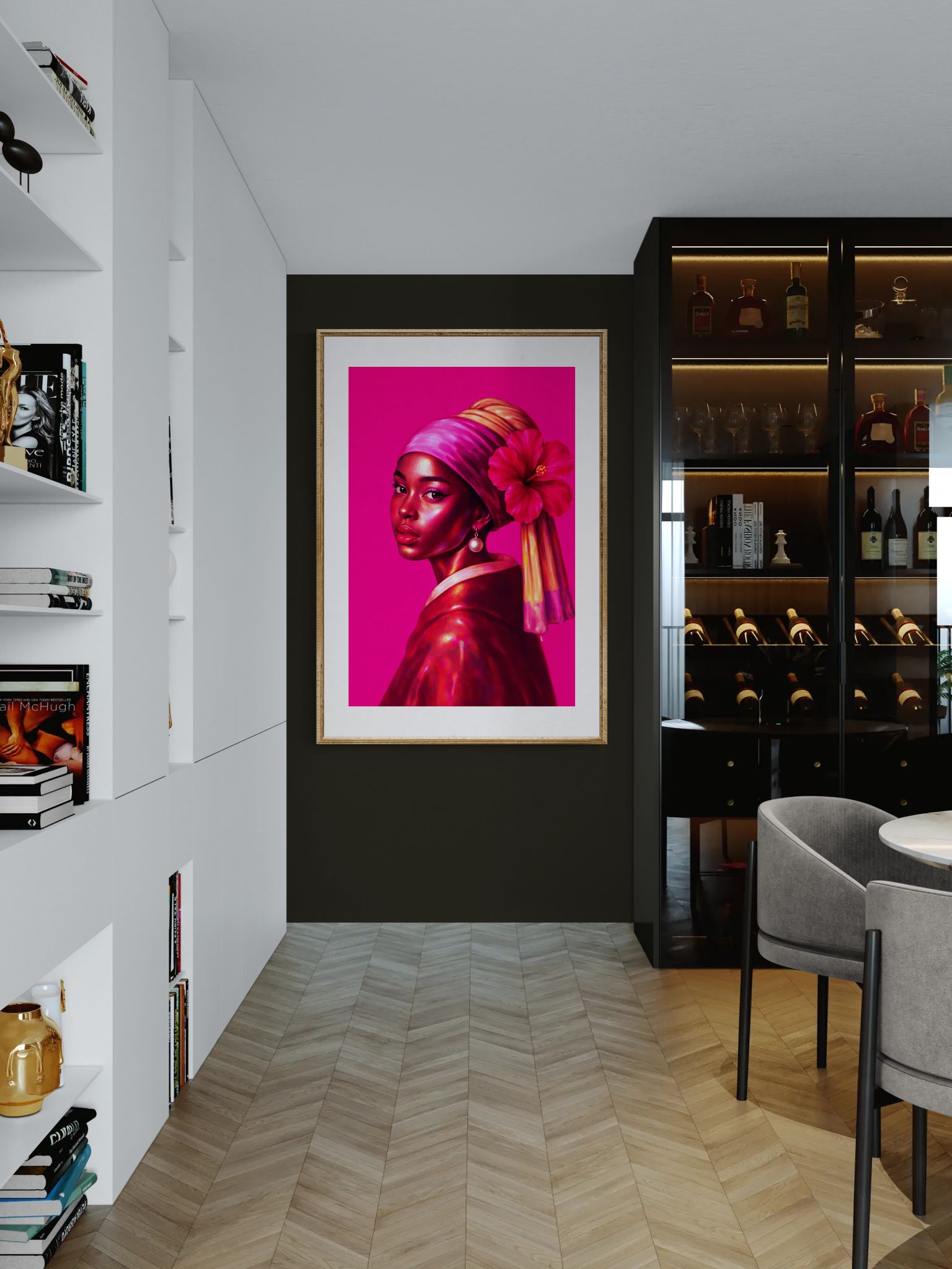 The Modern Pearl Pop-Color Matte Paper Poster - Vermeer-Inspired