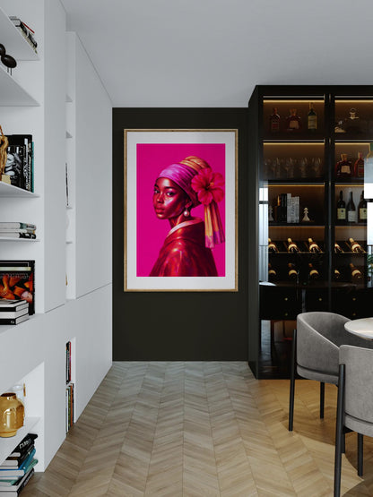 The Modern Pearl Pop-Color Matte Paper Poster - Vermeer-Inspired