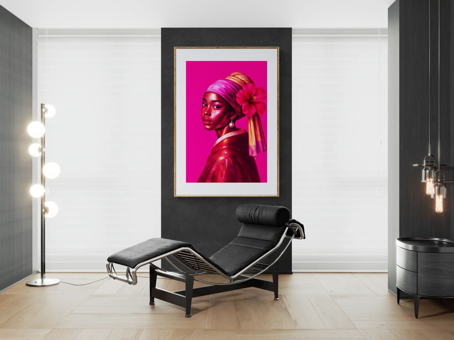 The Modern Pearl Pop-Color Matte Paper Poster - Vermeer-Inspired