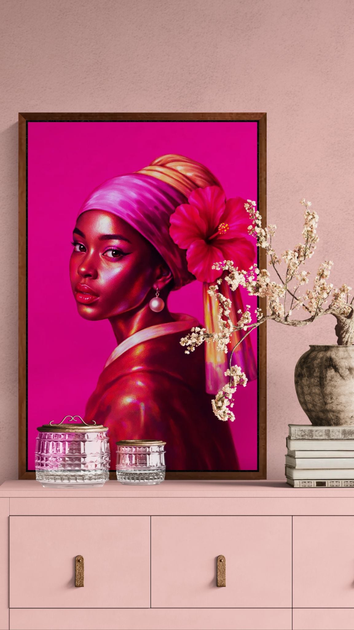 The Modern Pearl Pop-Color Matte Paper Poster - Vermeer-Inspired