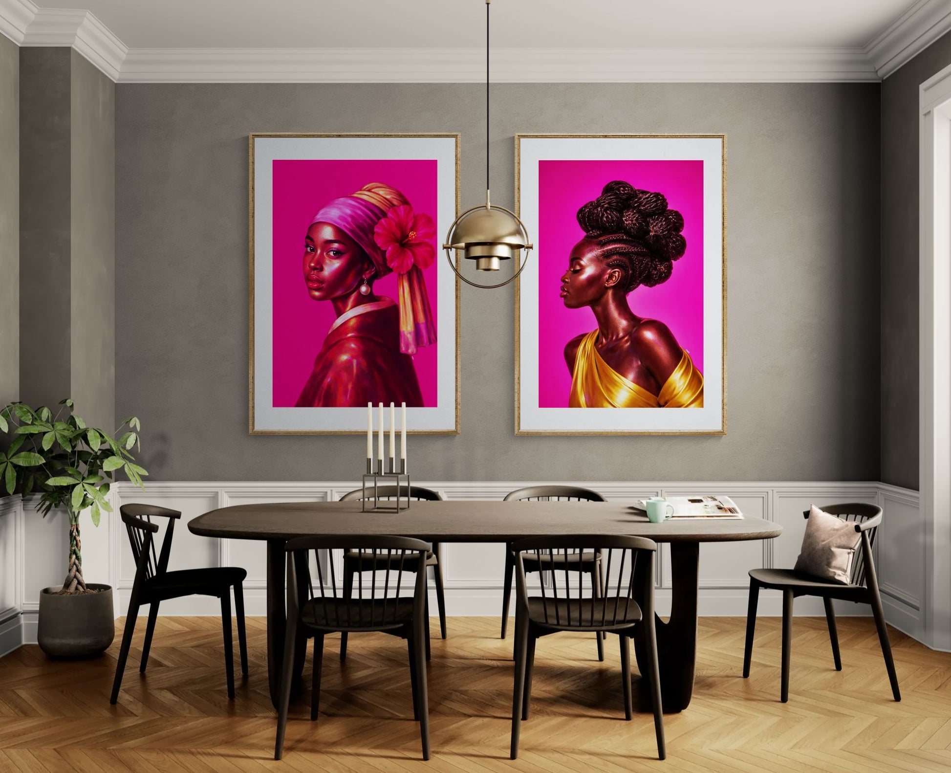 The Modern Pearl Pop-Color Matte Paper Poster - Vermeer-Inspired