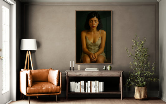 The Quiet Between Heartbeats: Chiaroscuro-Lit Matte Paper Poster