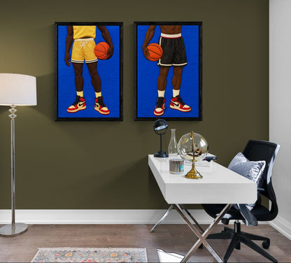 Quilted Basketball Framed Canvas Quilt-Inspired Afrocentric