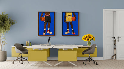 Quilted Basketball Framed Canvas Quilt-Inspired Afrocentric