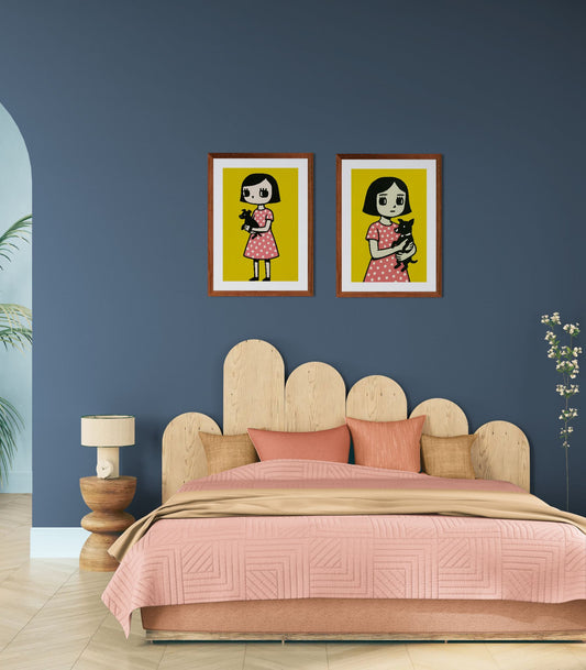 The Quiet Girl and Her Dog Pop-Art Matte Paper Poster