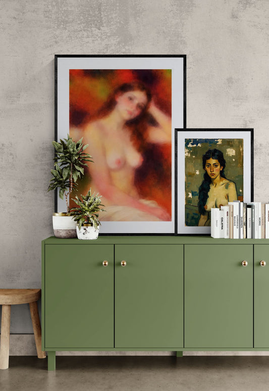 The Quiet Muse: Nude Matte Paper Poster in Soft-Focus Impressionist