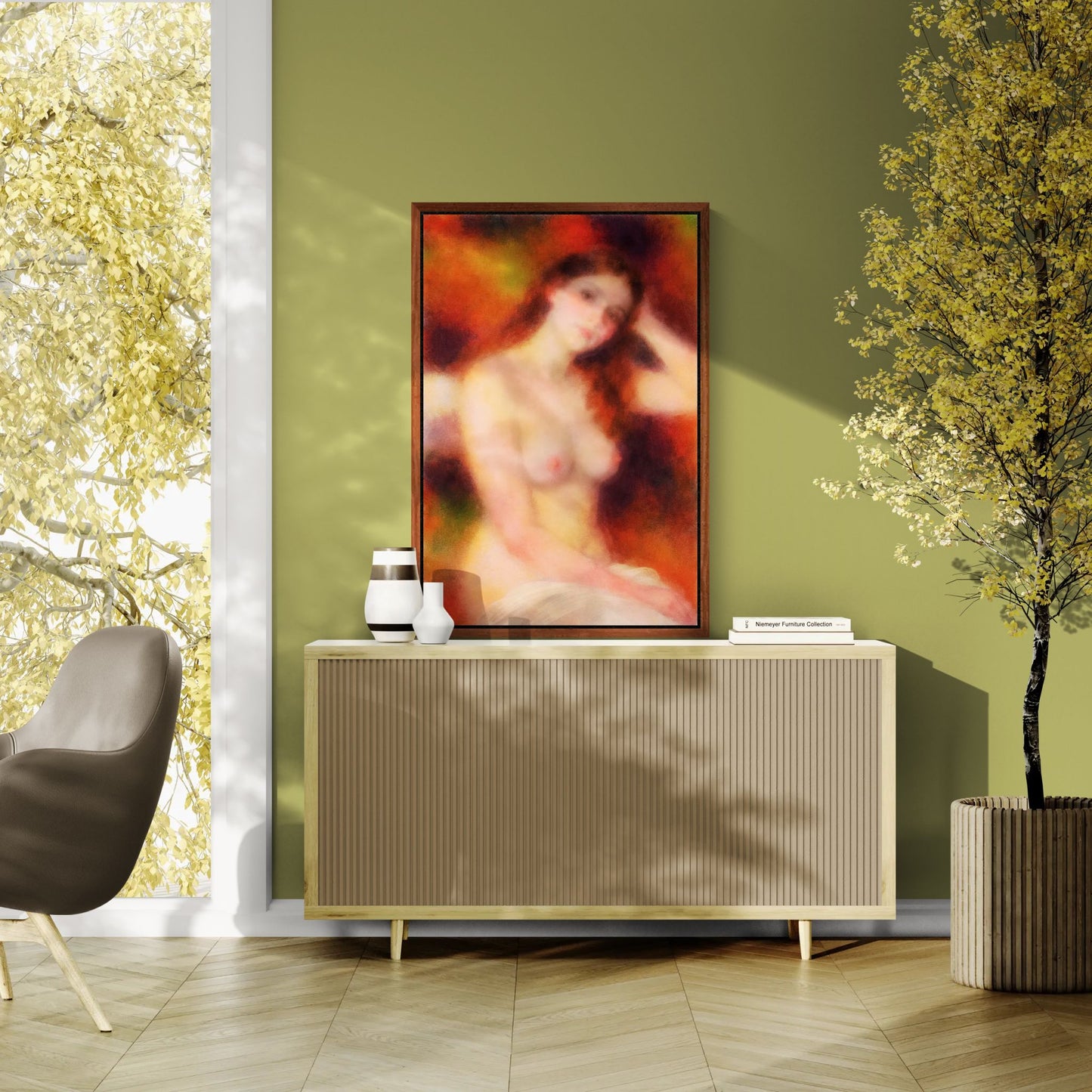 The Quiet Muse: Nude Matte Paper Poster in Soft-Focus Impressionist
