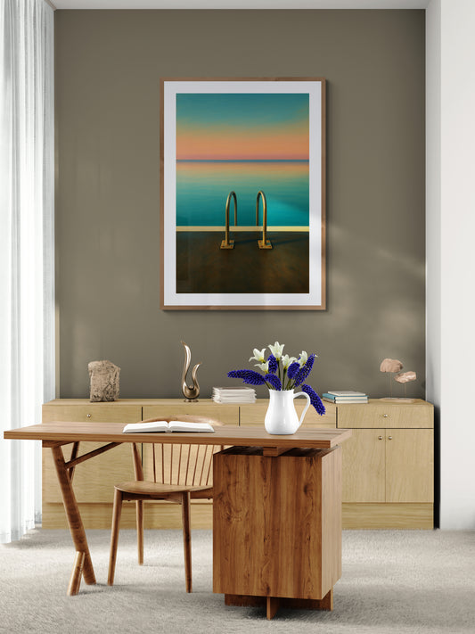 Quiet Swim Museum-Quality Matte Paper Poster in Minimalist Style