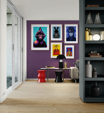 Midnight Elegance Matte Paper Poster - Delftware-Inspired