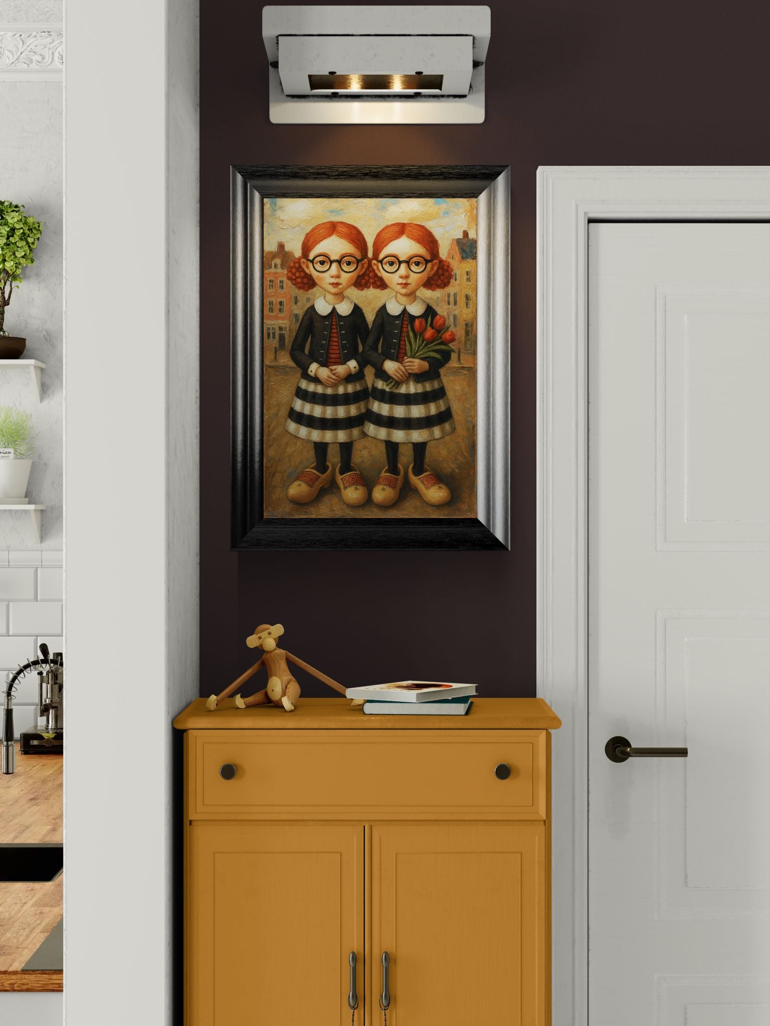 The Twin Sisters Storybook-Style Matte Paper Poster - Folk Art