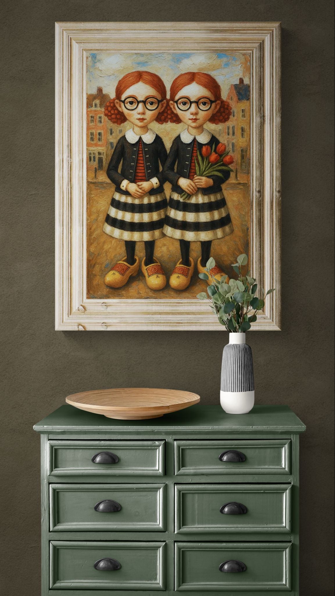The Twin Sisters Storybook-Style Matte Paper Poster - Folk Art