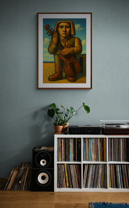 The Violinist Surreal-Figurative Matte Paper Poster - Modernist Style
