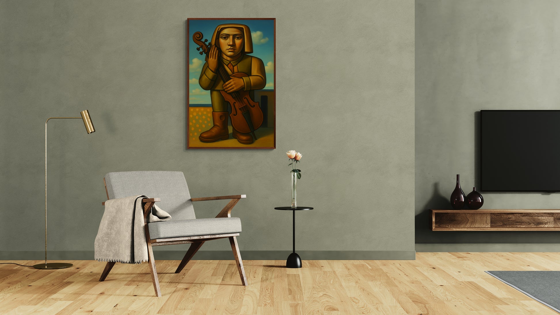The Violinist Surreal-Figurative Matte Paper Poster - Modernist Style