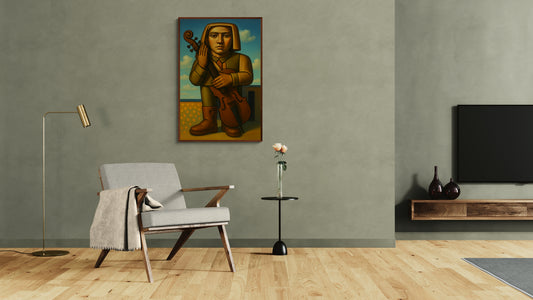 The Violinist Surreal-Figurative Matte Paper Poster - Modernist Style