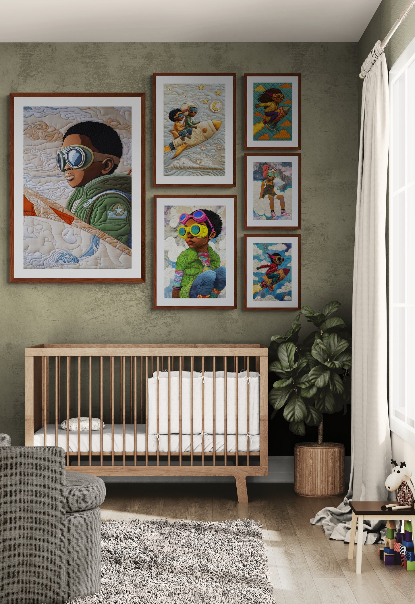 Brothers of the Sky Quilt-Inspired Matte Paper Poster - Afrofuturism