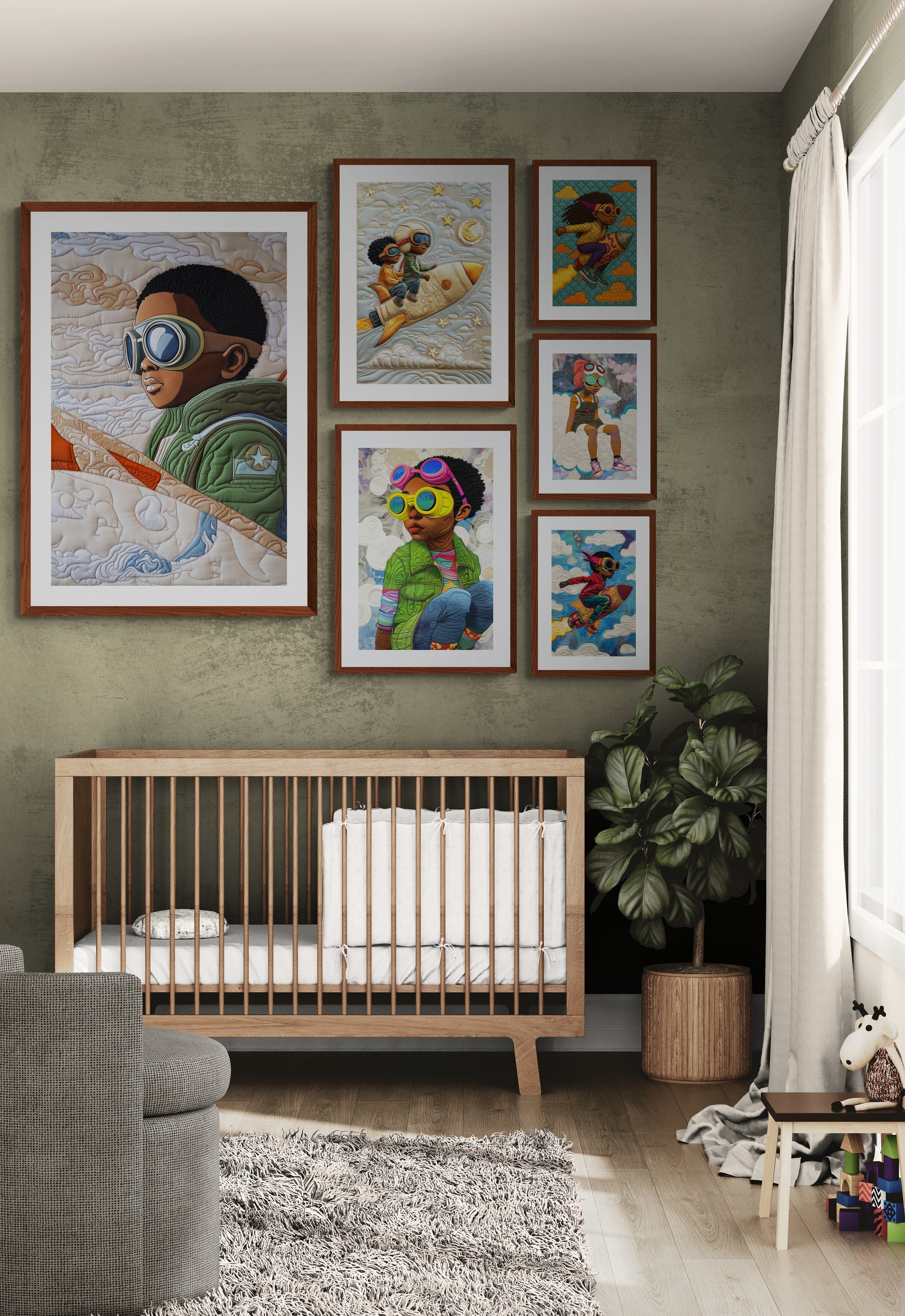 Brothers of the Sky Quilt-Inspired Matte Paper Poster - Afrofuturism