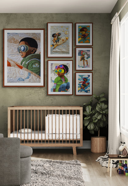 Brothers of the Sky Quilt-Inspired Matte Paper Poster - Afrofuturism