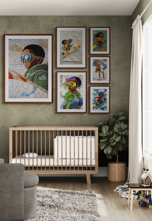 Brothers of the Sky Quilt-Inspired Matte Paper Poster - Afrofuturism