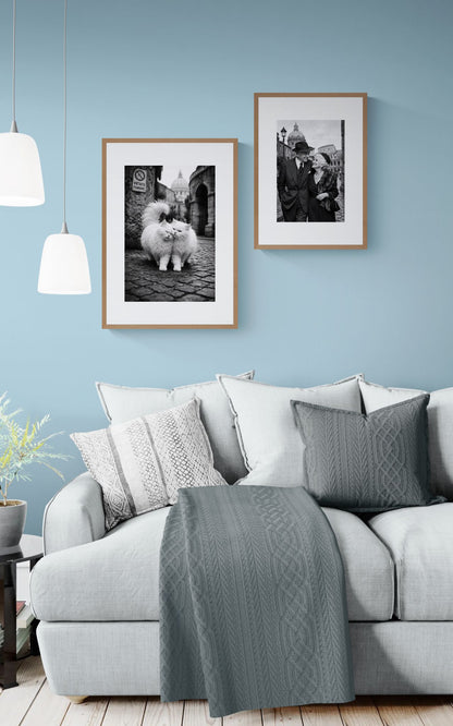 Together, Unbothered Monochrome Street-Photography Matte Paper Poster