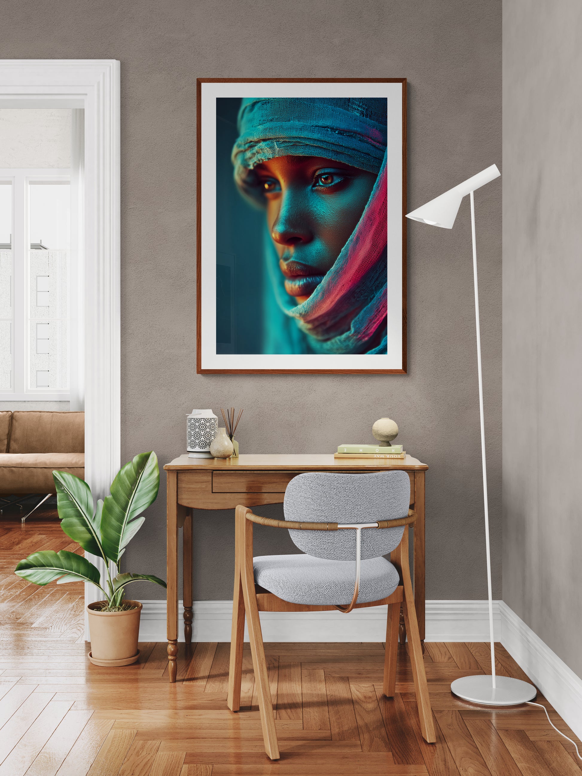 Veiled Light Afrocentric Matte Paper Poster - Neon-Noir Style