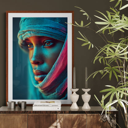 Veiled Light Afrocentric Matte Paper Poster - Neon-Noir Style