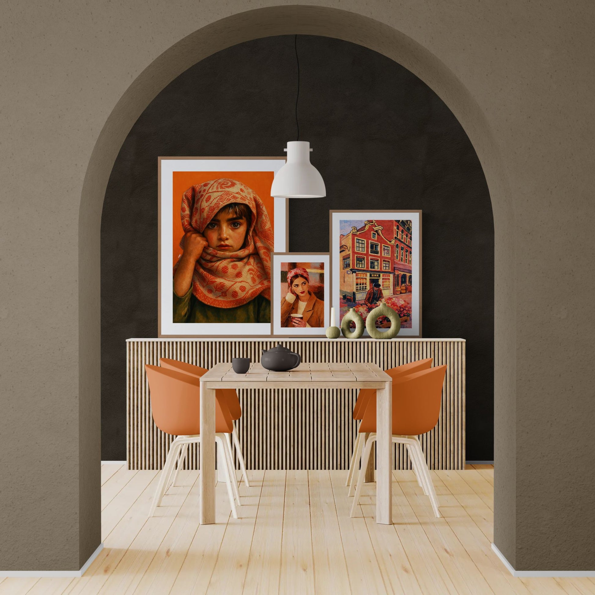 Blooming Corner Retro-Vintage Matte Paper Poster in Fauvist Style