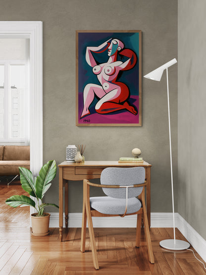 Vibrant Cubist Female Abstract-Figurative Matte Paper Poster