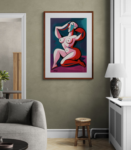 Vibrant Cubist Female Abstract-Figurative Matte Paper Poster