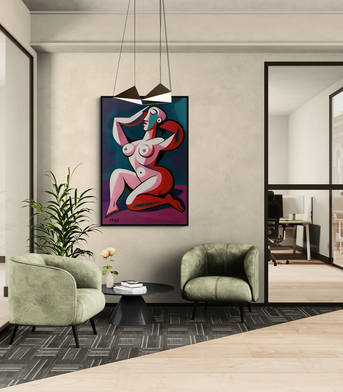 Vibrant Cubist Female Abstract-Figurative Matte Paper Poster