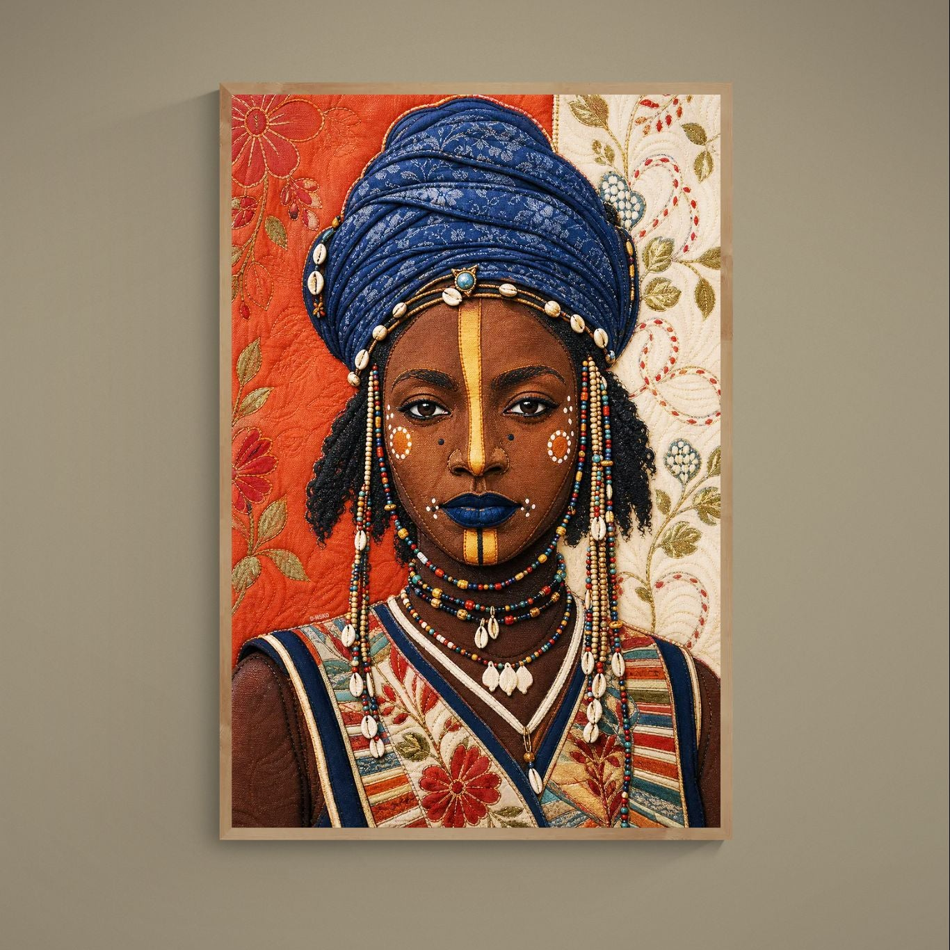Wadaabe Woman Quilted-Style Matte Paper Poster - Bisa Butler Style