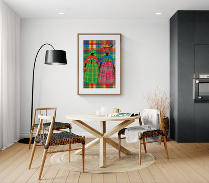 Walking with Culture Madras-Inspired Matte Paper Poster - Folk Art