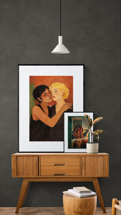 Warmth Between Us Painterly-Romantic Matte Paper Poster