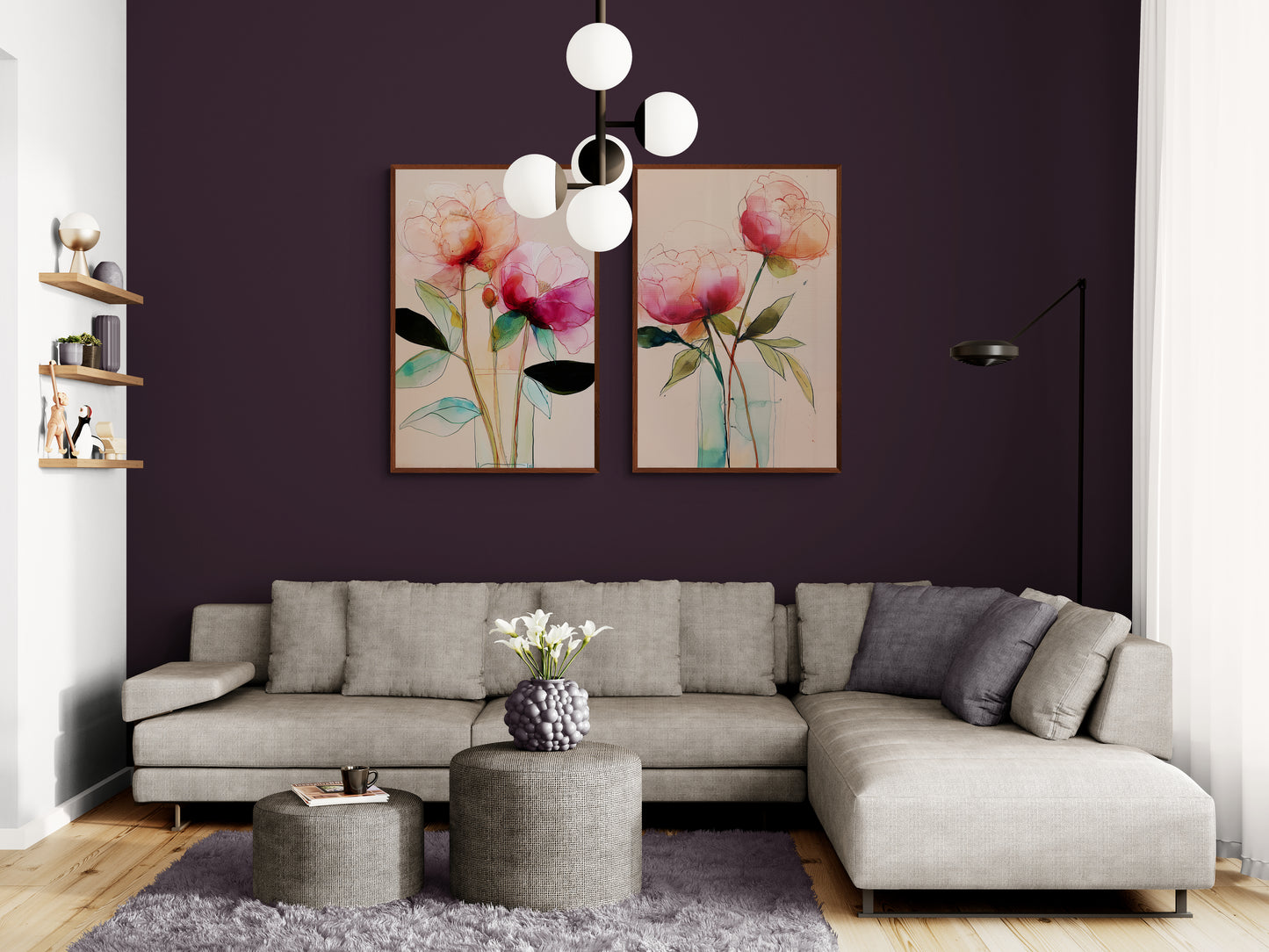 Peony Whispers Blush of Spring Watercolor-Botanical Matte Paper Poster