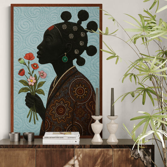 Floral Whispers Afrocentric Textile-Inspired Matte Poster