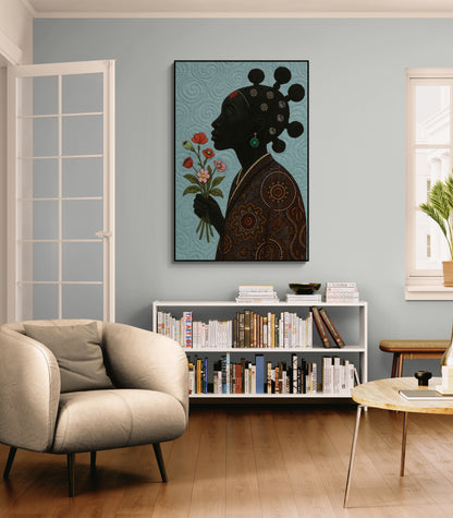 Floral Whispers Afrocentric Textile-Inspired Matte Poster