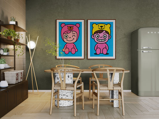 Winky Pop Art Poster in Matte Paper, Kawaii Style