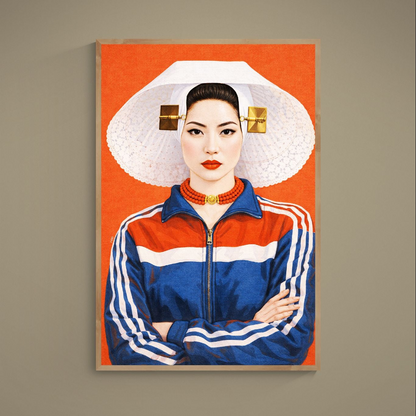 Zeeland Bonnet Mujer Asiática Retrato Pop Art Póster