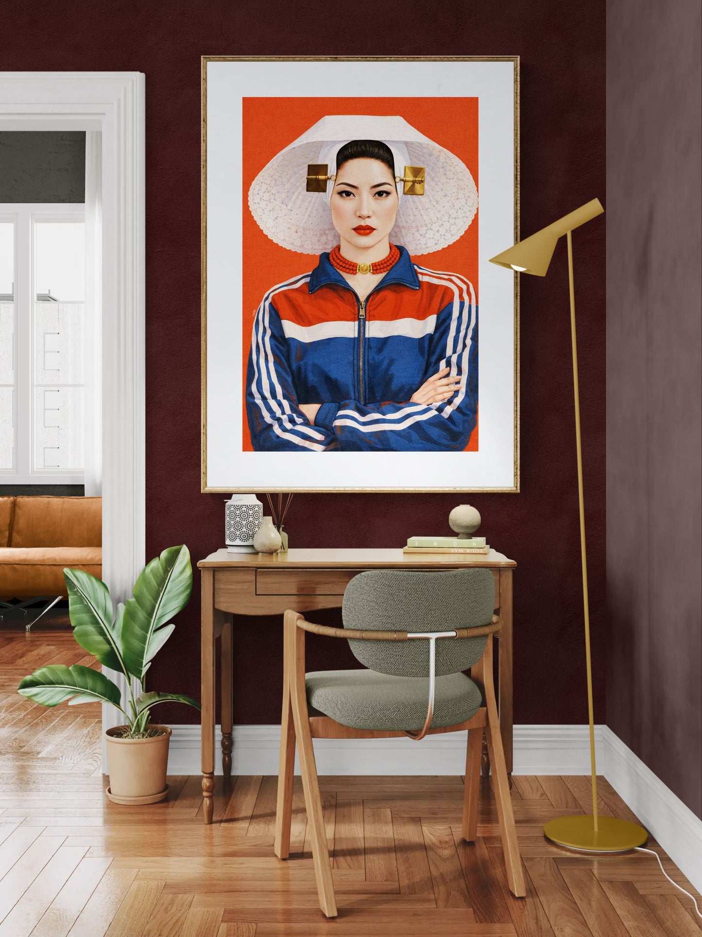 Zeeland Bonnet Mujer Asiática Retrato Pop Art Póster