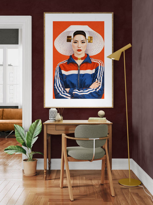Zeeland Bonnet Mujer Asiática Retrato Pop Art Póster