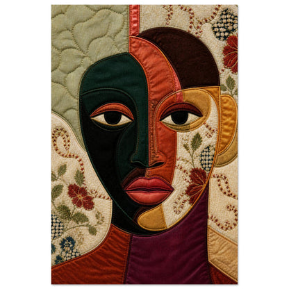 The Divided Gaze Quilted-Style Matte Paper Poster - Bisa Butler Style