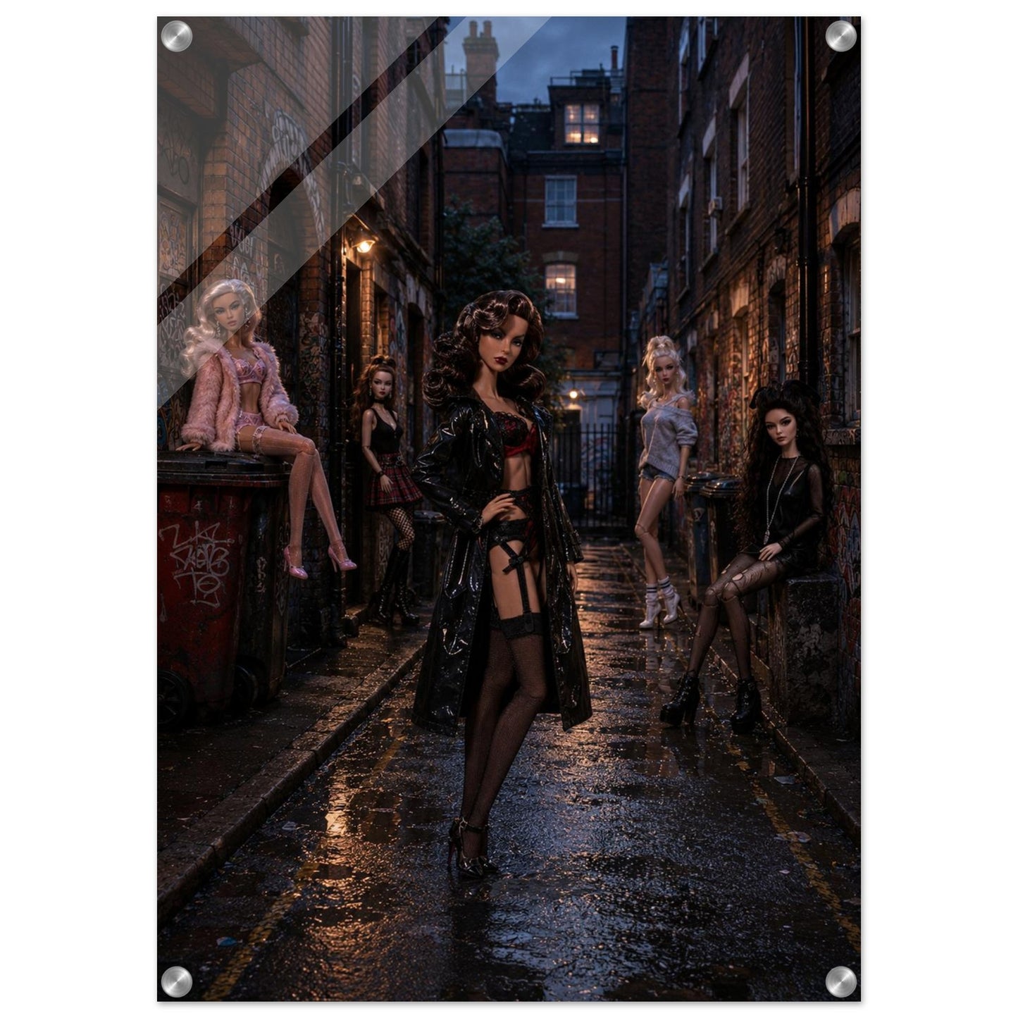 Midnight Doll Alley Acrylic Print Gothic-Fashion - Film-Noir Style