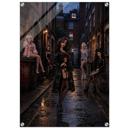 Midnight Doll Alley Acrylic Print Gothic-Fashion - Film-Noir Style