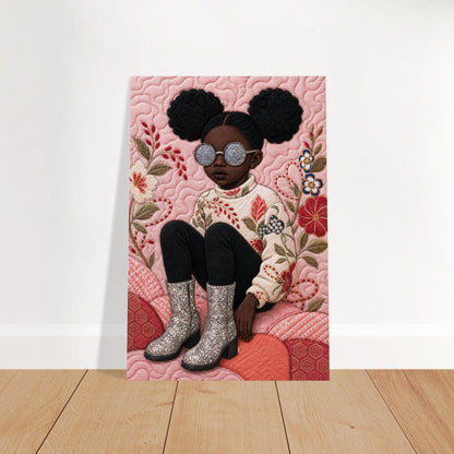 Shimmering Gaze Quilted-Style Matte Paper Poster - Bisa Butler Style