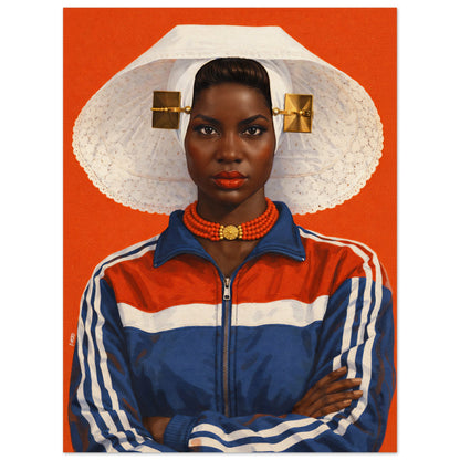 Zeeland Bonnet Portrait Afro-Dutch Matte Paper Poster