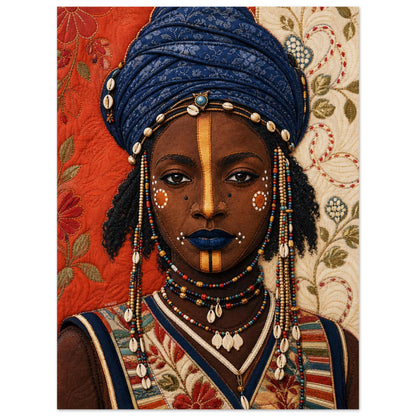 Wadaabe Woman Quilted-Style Matte Paper Poster - Bisa Butler Style