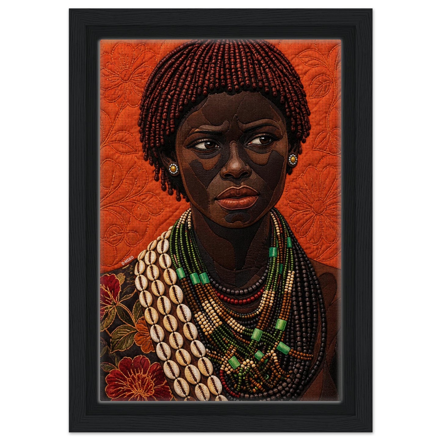 African Portrait Framed Canvas Quilt-Inspired - Bisa Butler Style