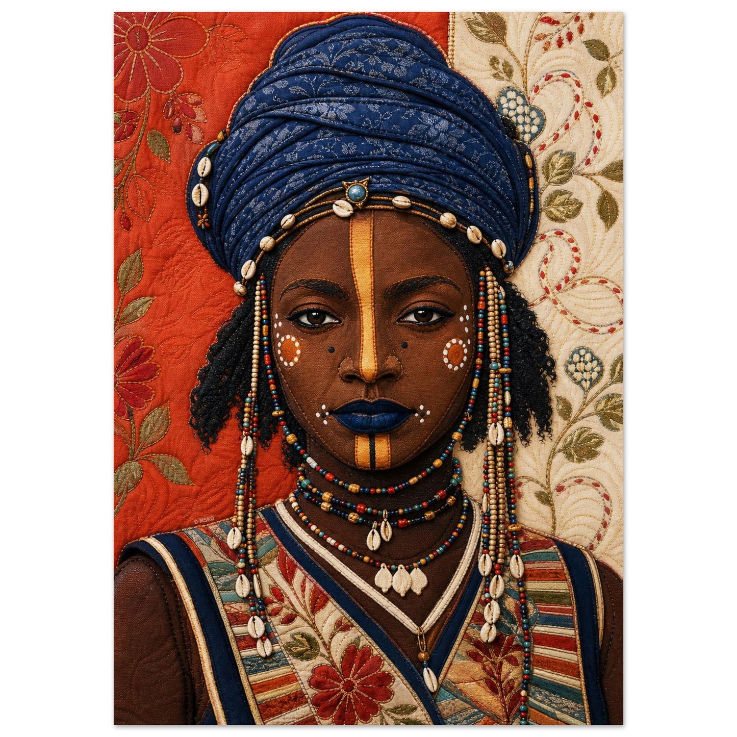 Wadaabe Woman Quilted-Style Matte Paper Poster - Bisa Butler Style