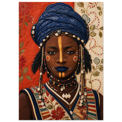 Wadaabe Woman Quilted-Style Matte Paper Poster - Bisa Butler Style