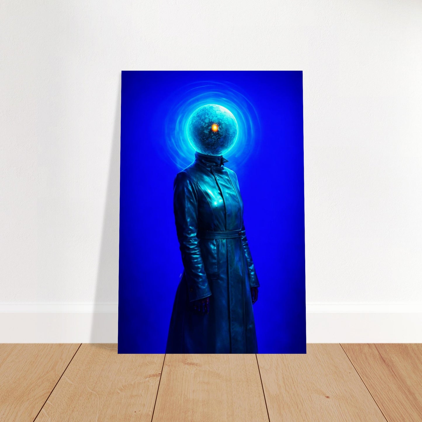 Surreal Celestial Portrait Matte Paper Poster Neon-Cyberpunk